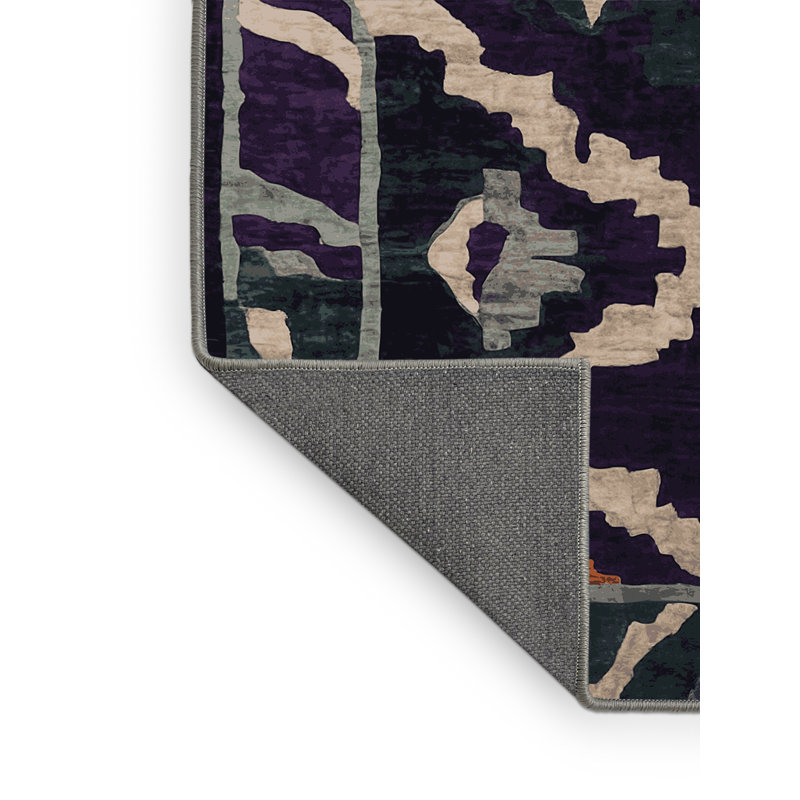 Tapis mauve soyeux et moelleux, Rectangle 5 pi x 7 pi