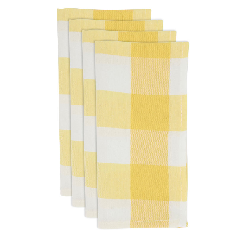 Franco Plaid Square Napkin, Yellow