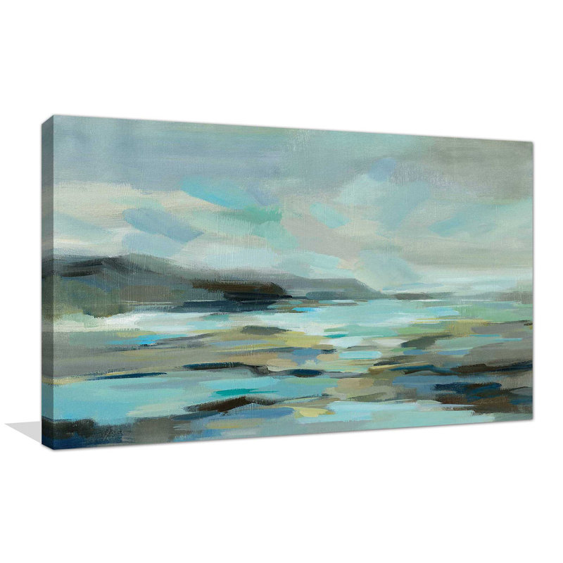 Lagon bleu - peinture, H 18 po x l 30 po x P 1 po, Toile tendue