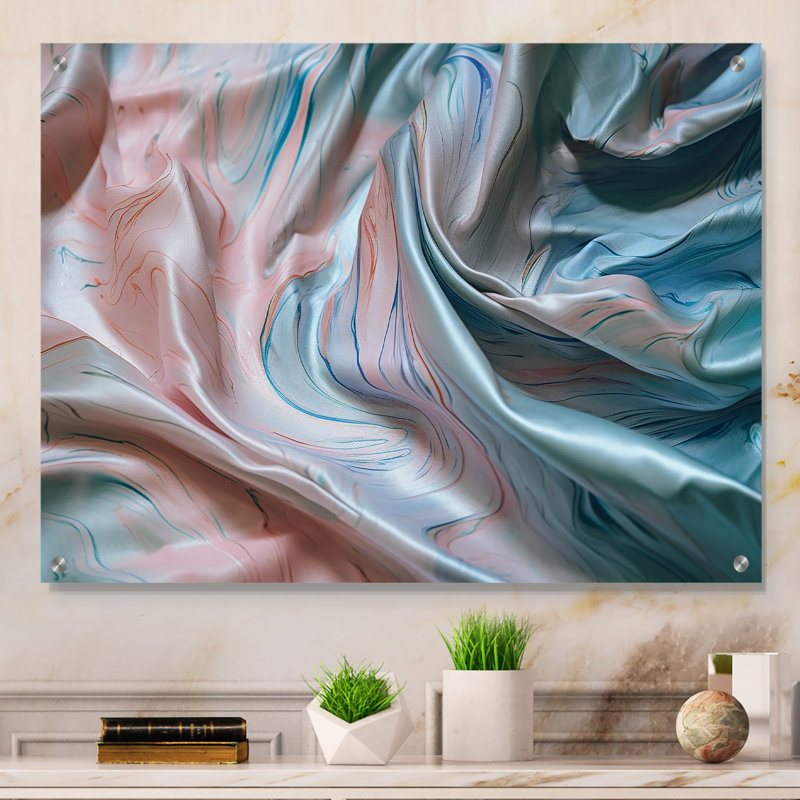 Décoration murale acrylique rose et bleu dansant II, H 12 po x l 20 po
