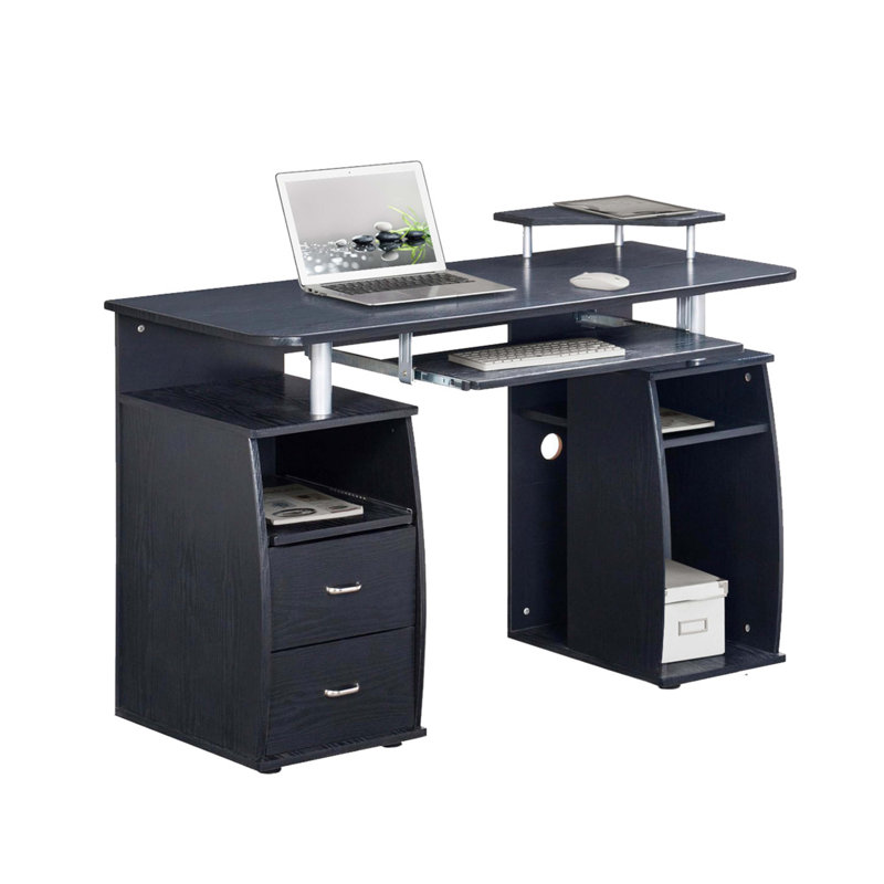 Bureau d'ordinateur complet avec rangement, Espresso