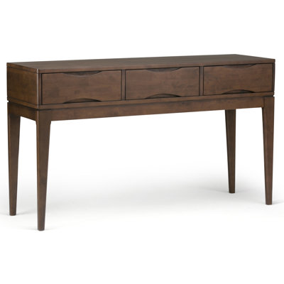 Harper 54"W Solid Hardwood Mid-Century Modern Storage Console Table with Drawers and Tapered Legs