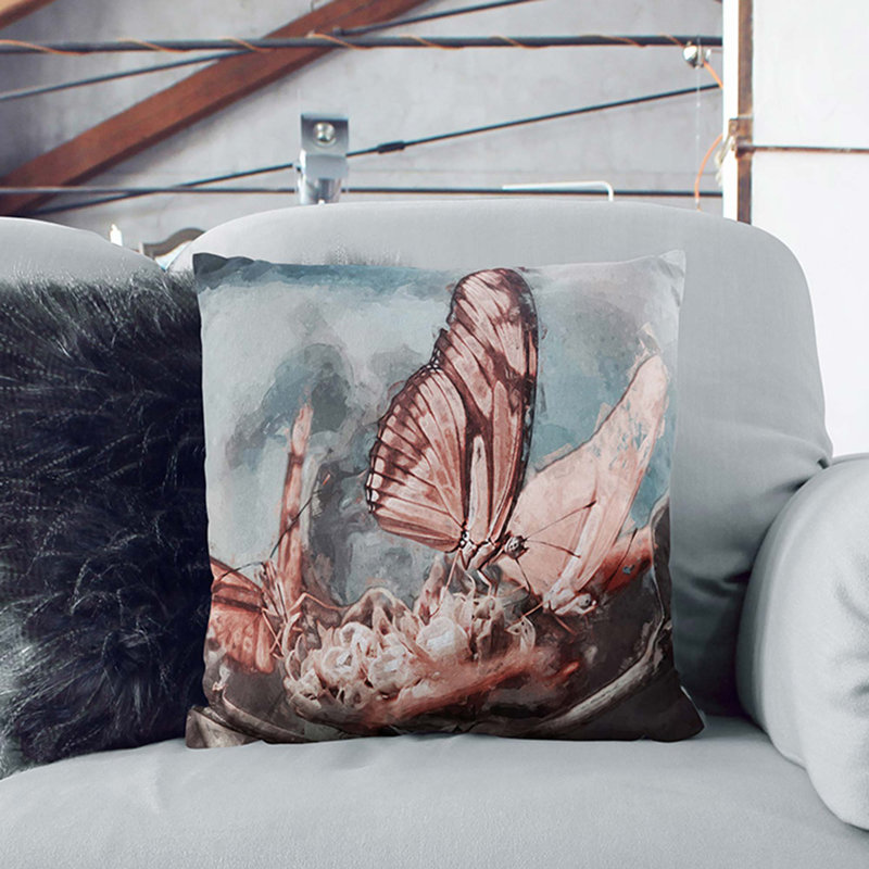 Butterflies Cushion with Filling, 55cm H x 55cm W x 20cm D