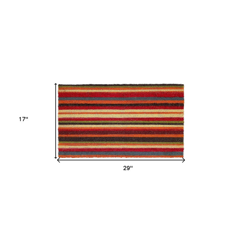 Tapis d'extérieur 17 po x 29 po à rayures rouges orange et coco naturel