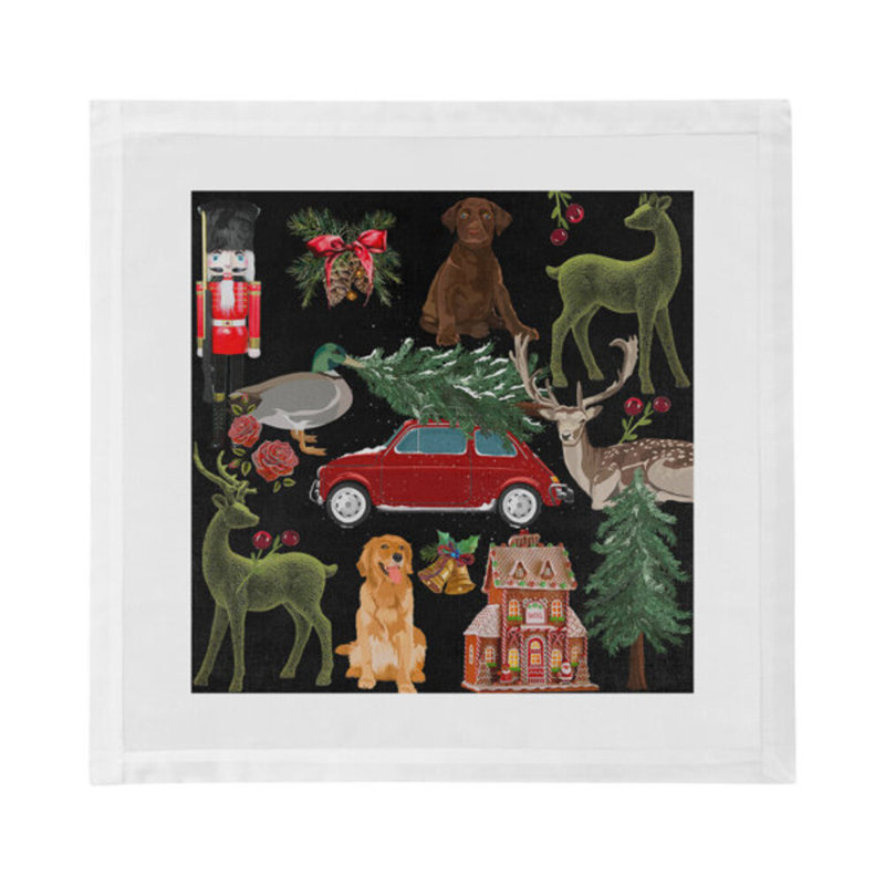 Ultimate Christmas Cotton Sateen Dinner Napkins, Black