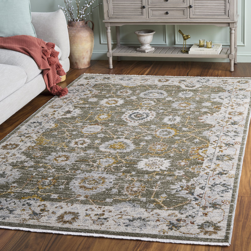 Vintage Rosewood 500 Performance Floral Indoor Rug, Rectangle 6' x 8'7"