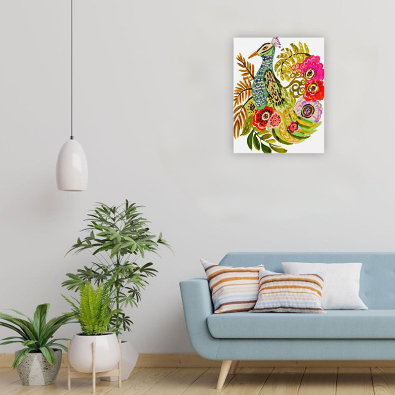 Paon bleu, art mural, décoration murale 24 po x 18 po