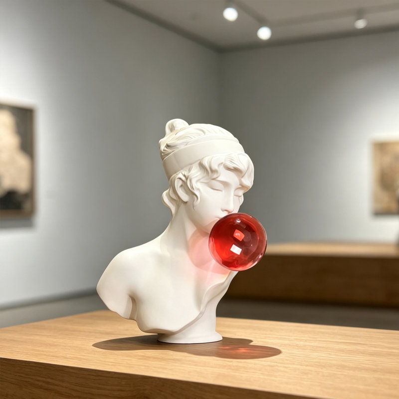 Objet décoratif en résine représentant une femme blanche avec acrylique, Red