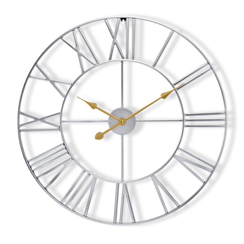 Horloge murale 12 po , Petit, Argent argent