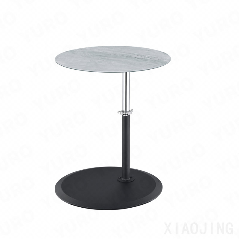 Table de bout de 15,5 po avec plateau texturé en marbre gris réglable en hauteur