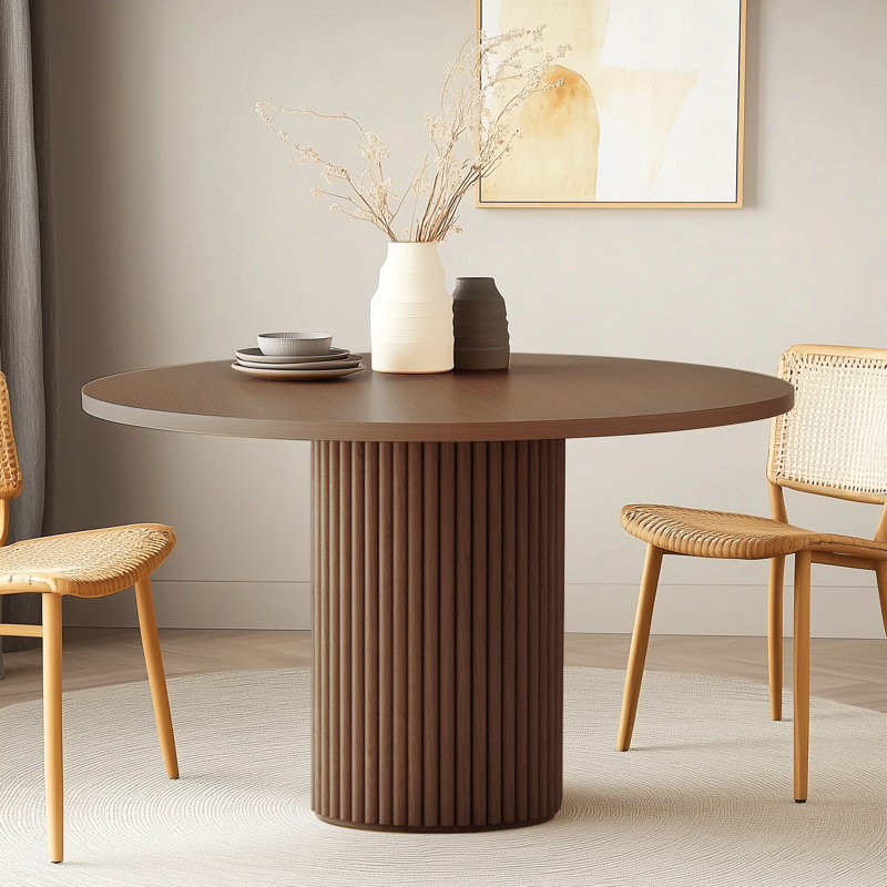 Astraea Round Wood Dining Table, 29.6"H x 47"L x 47"W, Walnut