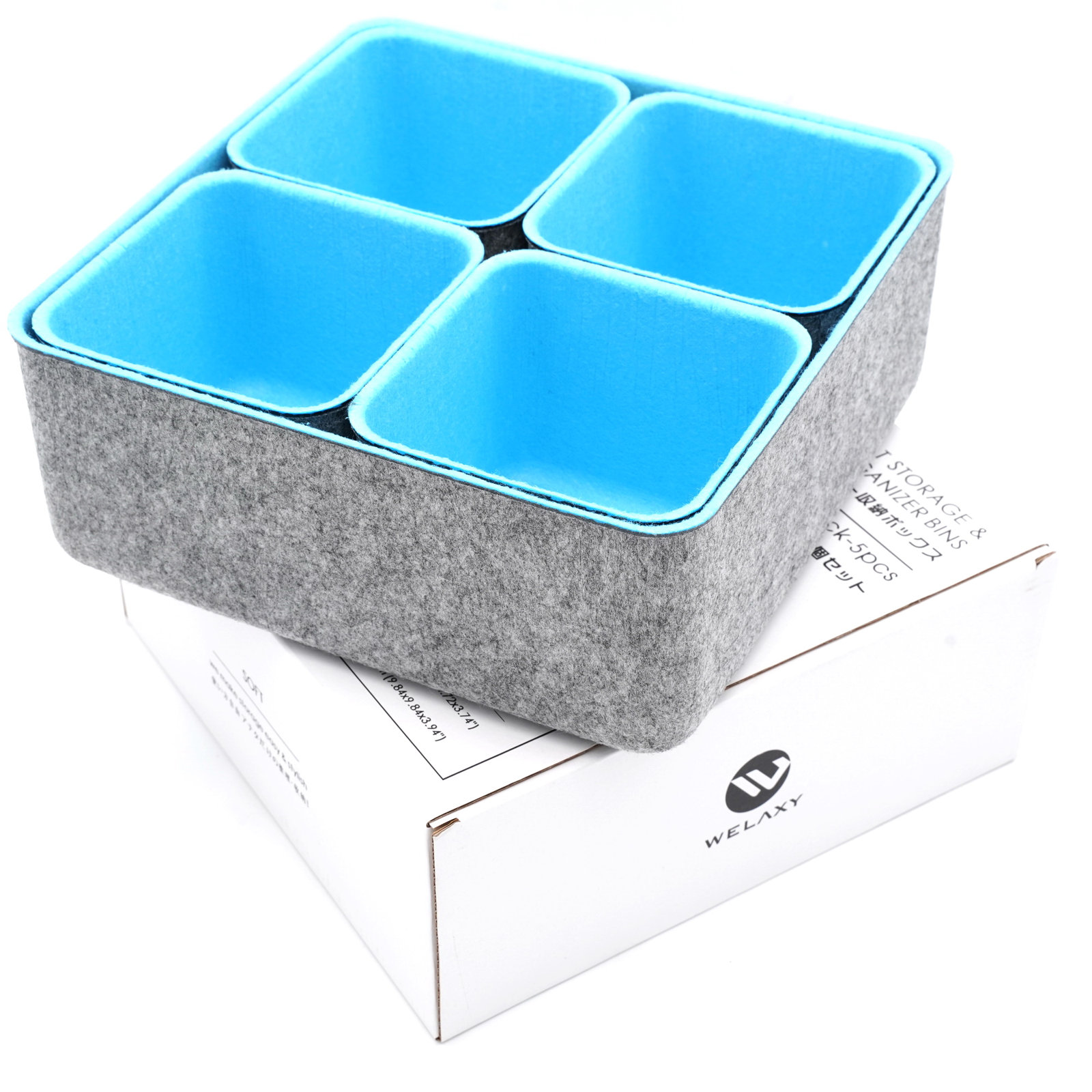 Joshua Felt Desk Organizer Set, Sky Blue