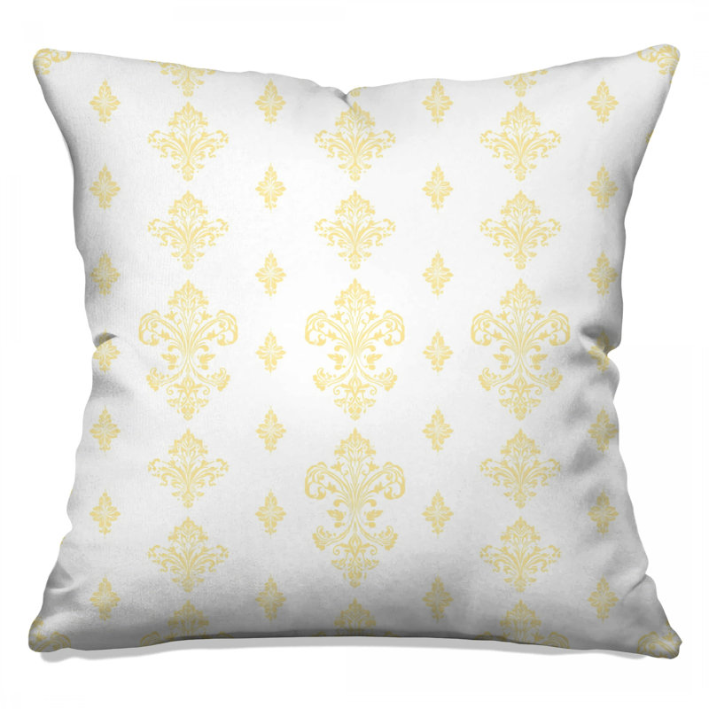 Coussins décoratifs jaunes à motif damassé, 18 x 18 inches