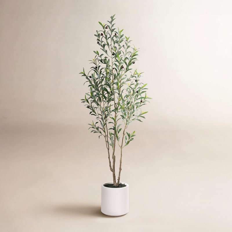 Faux olivier Altman avec pot de fleurs blanc Altman, null
