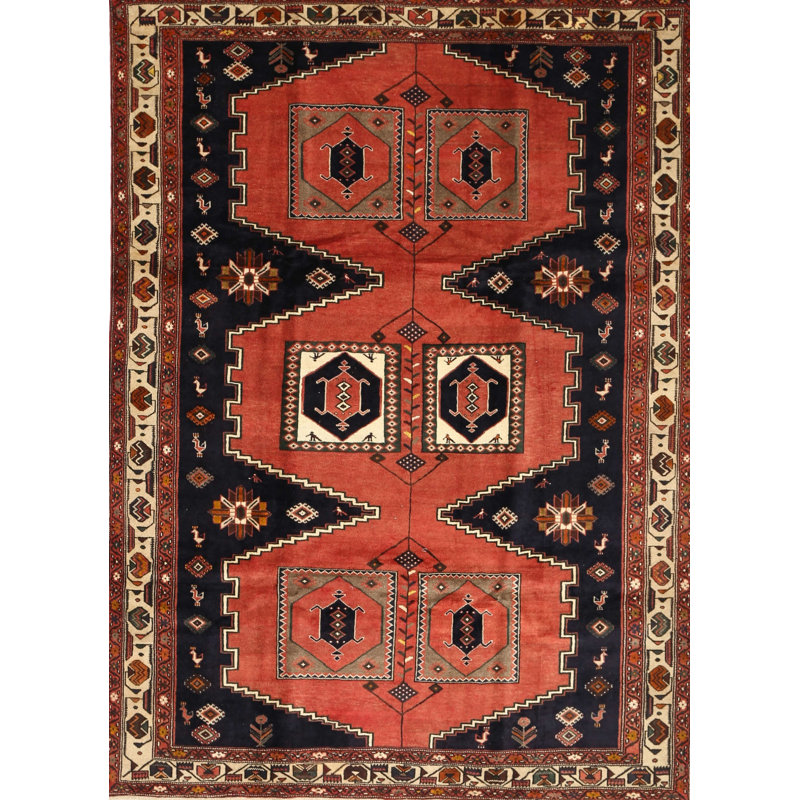 Tapis rouge / noir Southwestern, Rectangle 7 pi x 10 pi