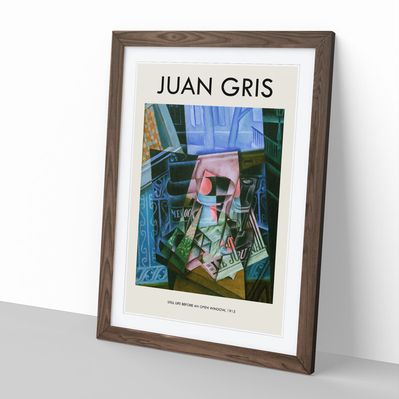 An Open Window by Juan Gris - Picture Frame Painting, 65cm H x 48cm W x 2cm D, Walnut Framed