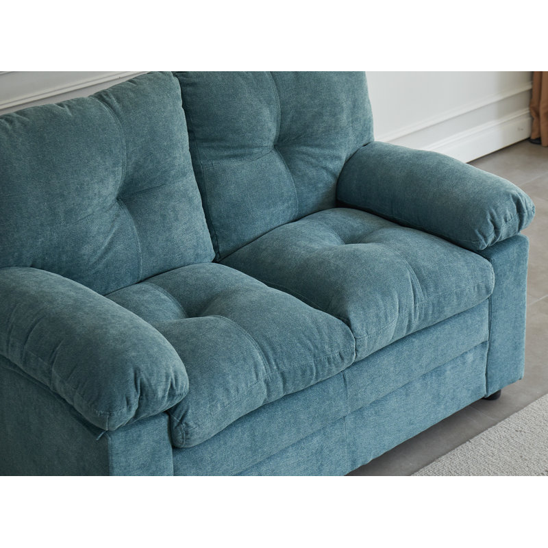 Causeuse avec accoudoirs rembourrés 57 po, Bleu