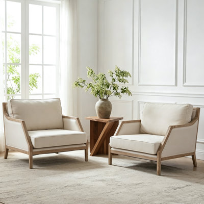 Fauteuil d'appoint surdimensionné en bois massif Farmhouse, méridienne confortable pour espace de vie intérieur