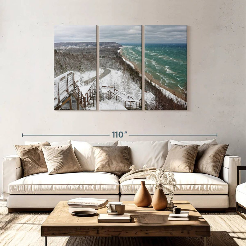 Scène d'hiver à Alvord Lake Michigan, H 48 po x l 74 po