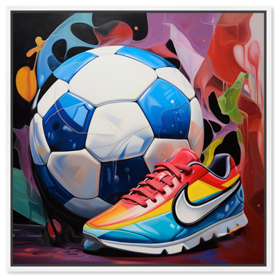 Notoriart Colorful Soccer Sneaker Splash Framed Soccer 1 Piece
