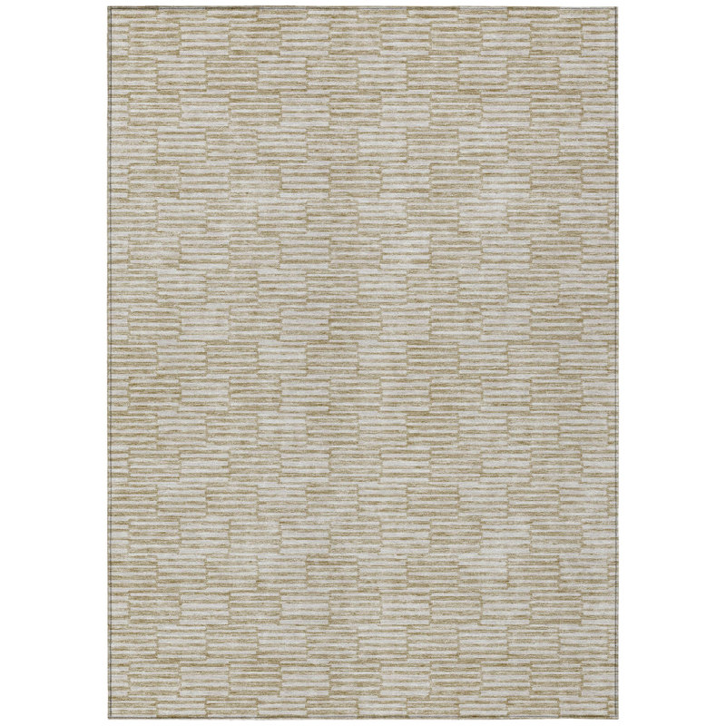 Tapis intérieur / extérieur lavable beige et ivoire HomeRoots 5 pi x 8 pi