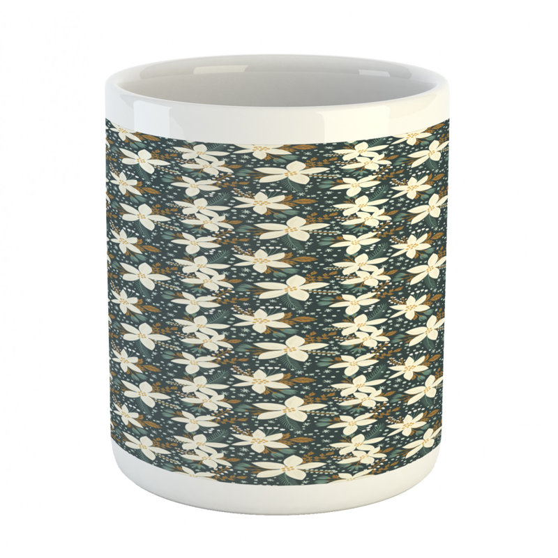 Grande tasse à café fleurs et flocons poinsettia