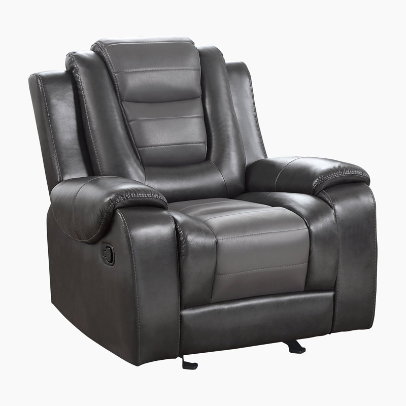  Lenhof 40" Transitional Premium Faux Leather Glider Reclining Chair with Gentle Gliding Motion & Tab Pull Recline