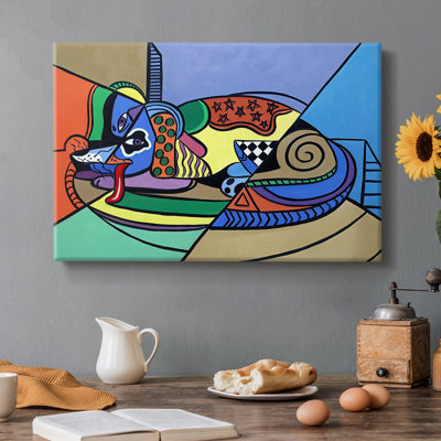 Chien abstrait (style Pop Art) - Romero Britto - Toile tendue avec châssis - Contemporain