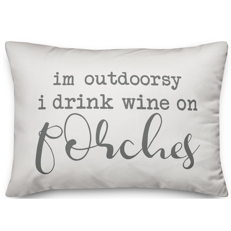 Textual Outdoor Reversible Throw Pillow, White/Gray