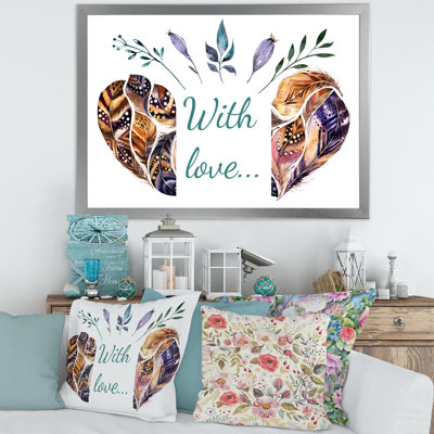 Hearted Shaped Valentine Feathers - reproduction sur toile