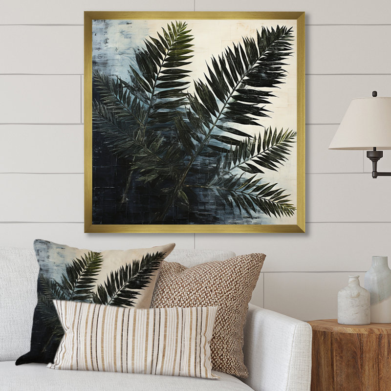 Toile épinette noire ombragée sur toile, Cadre doré simple, H 36 po x l 36 po x P 1,5 po