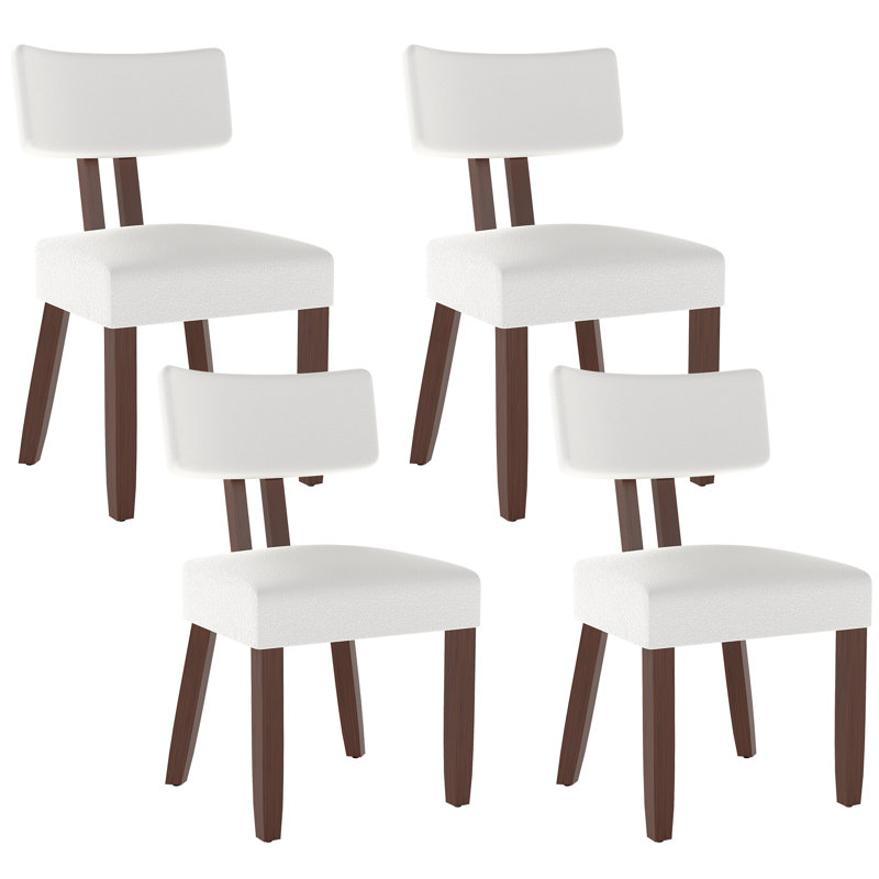 18'' H Mid Century Upholstered Side Dining Chairs With Solid Wood Legs,, White, 4, Black