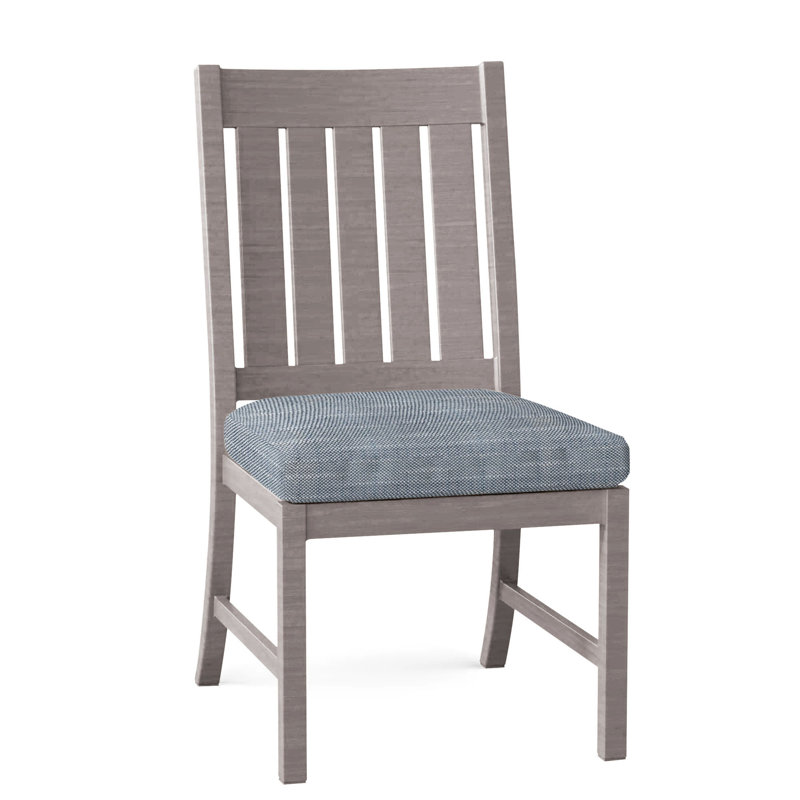Club Patio Dining Side Chair with Cushions, No Welt, Oyster, Rollo Chambray