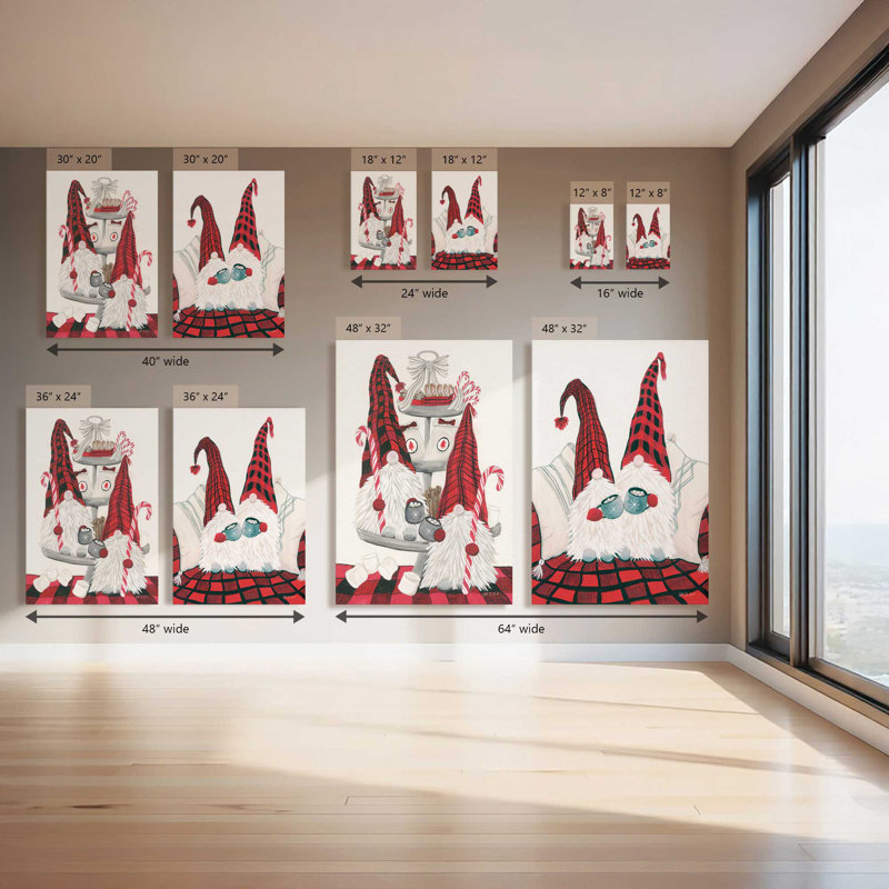 Cozy Gnome Compations, ensemble de 2 impressions sur toile, Impression encadrée sans passe-partout, Noir satiné