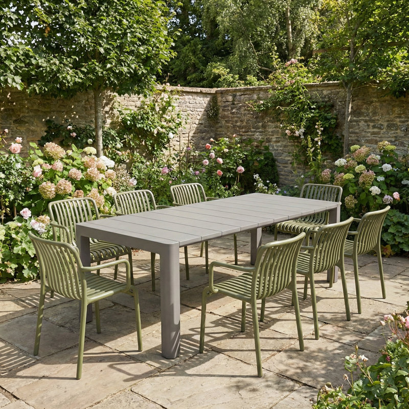 Seine 8 - Person Patio Dining Set with, Green/Grey