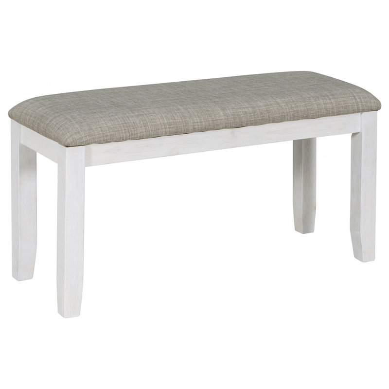 Ensemble de table de salle à manger de style rustique 6 pièces avec 4 chaises rembourrées et un banc (brun et blanc délavé)