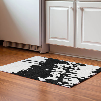 Premium Machine Washable Prisco Black Rug