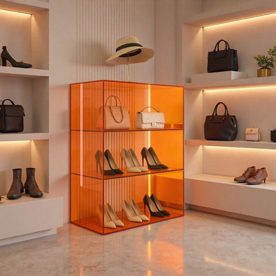 Orange Acrylic Retail Display Shelf