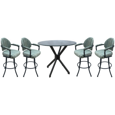 Rabiatou 4 - Person Glass Top Pedestal Dining Set