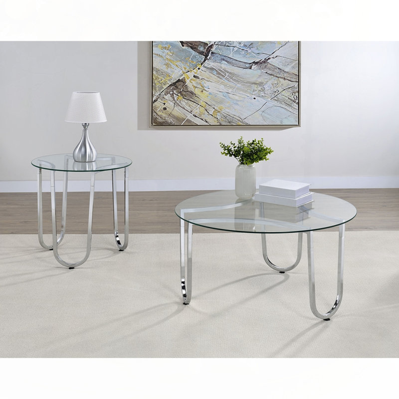 Chrome Round Glass Top End Side Table