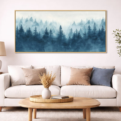 «Blue Cool Mist Forest I - Blue Woodland», art mural sur toile