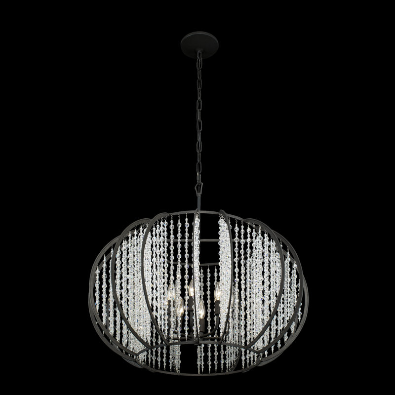 Caesar Black Crystal 8-Light Pendant Chandelier