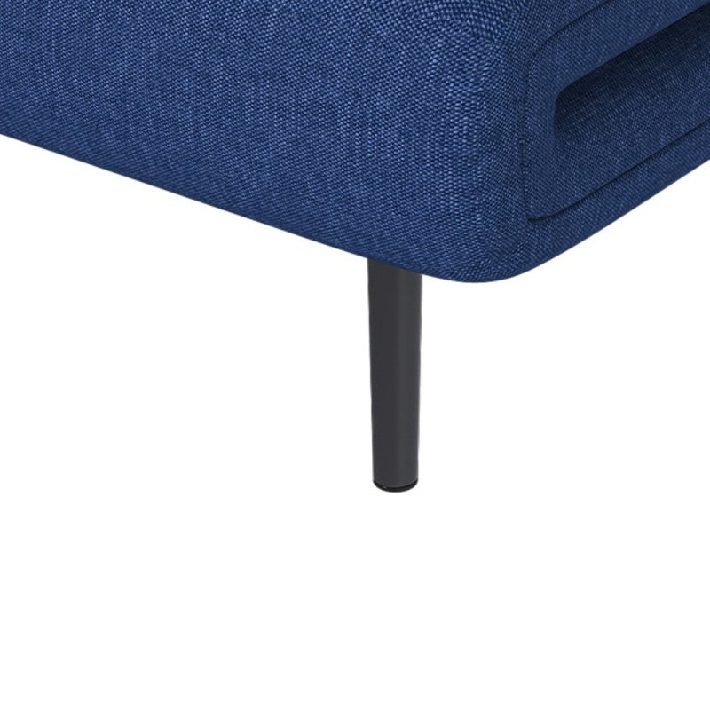 Canapé-lit pliant en tissu de style Mid-Century moderne avec pieds en métal et éponge à haute résilience, Bleu, Noir