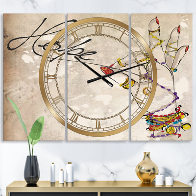Horloge murale 3 panneaux Gipsy Hippy Hand Hope