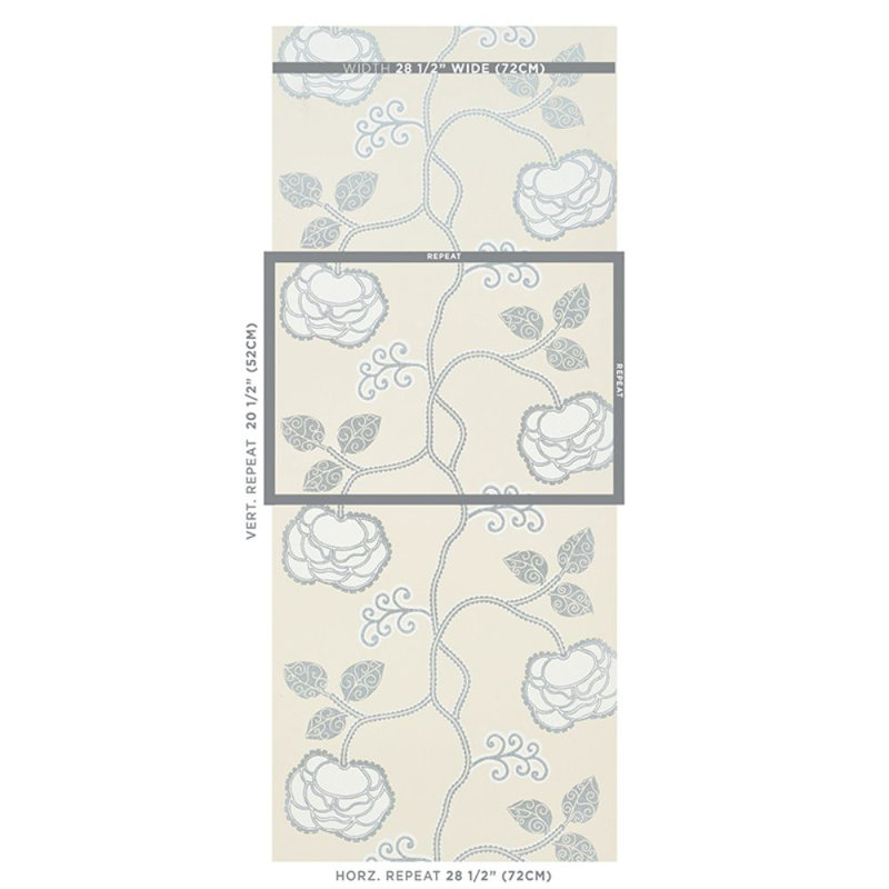 Papier peint Schumacher x Neisha Crosland, Blanc argenté
