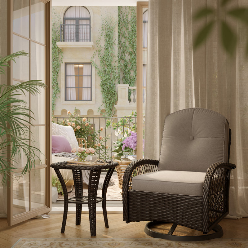 Jeremyh 2 - Person Patio Conversation Sets with Cushions, Khaki