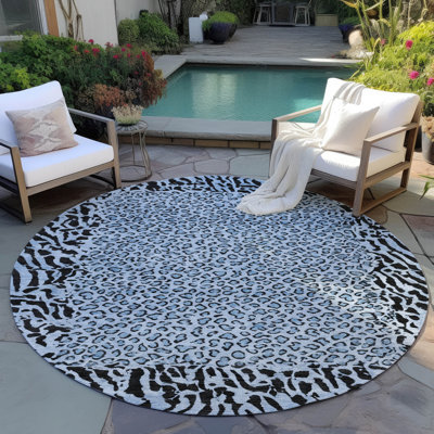 Machine Washable Indoor/Outdoor Claudian ACN1230 Blue Rug