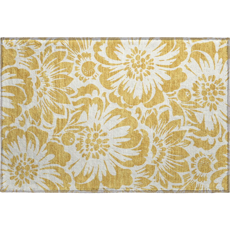 Tapis doré de qualité supérieure lavable à la machine Cerrito AMF551, Rectangle 1 pi 8 po x 2 pi 6 po