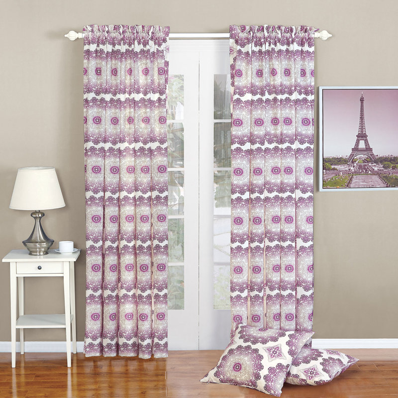 Delia Semi Sheer Curtain Pair, Magenta Purple, 70" W x 84" L