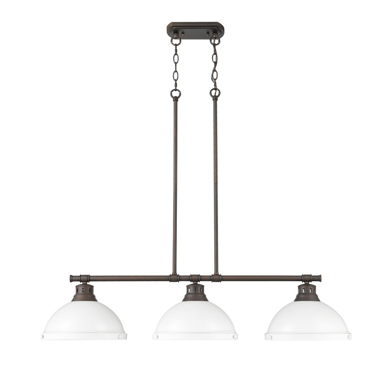 Laramy 3-Light Linear Pendant, Matte White, Rubbed Bronze